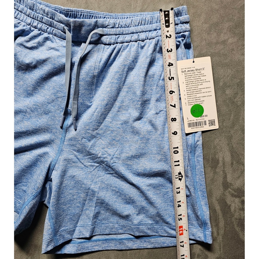 Lululemon Mens Soft Jersey Short 5" Poolside Heathered Blue LM7BCVS Size L NEW - Picture 7 of 9